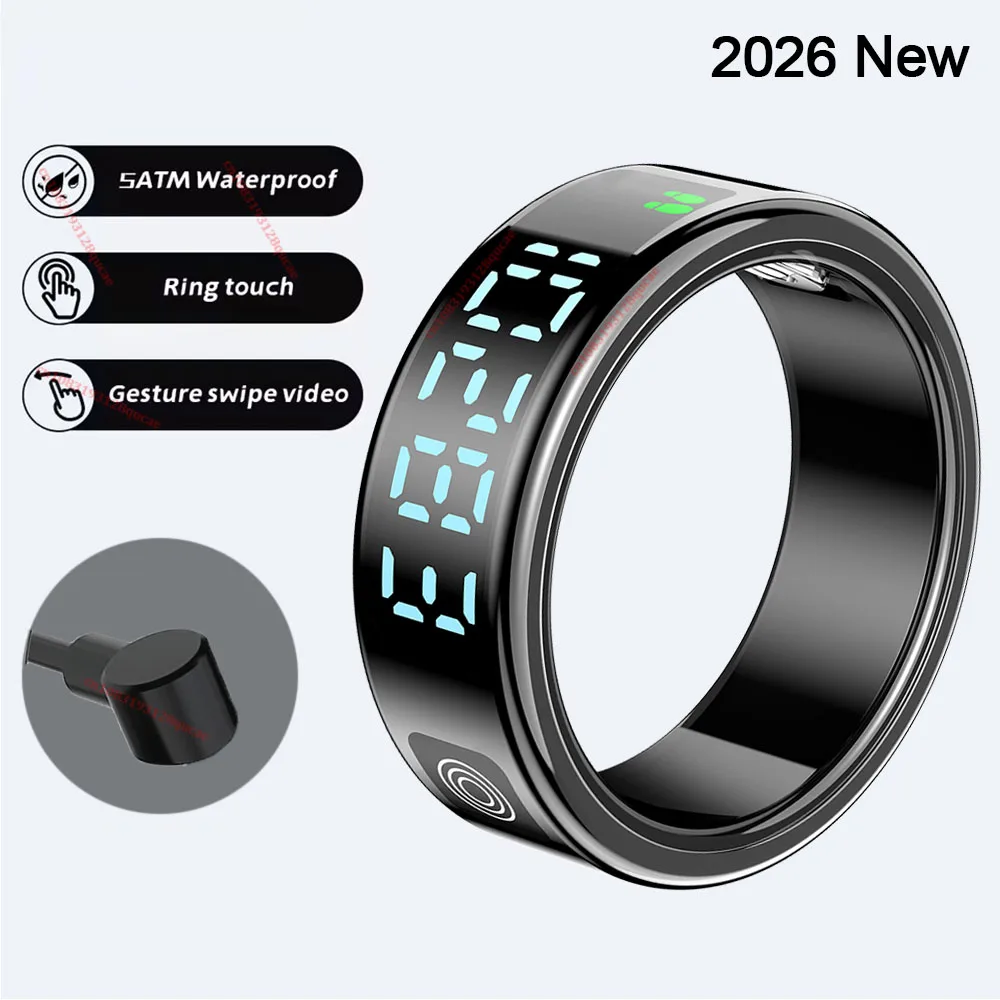 R12 Smart Ring with Display & Wireless Charging