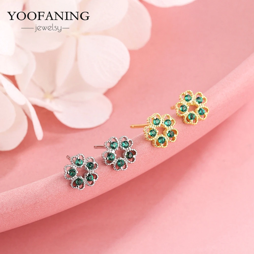 925 Sterling Silver Ear Needle Small Fresh High Grade Earrings Green Zircon Green Series Classic Earrings for Women Jewelry Gift view 5