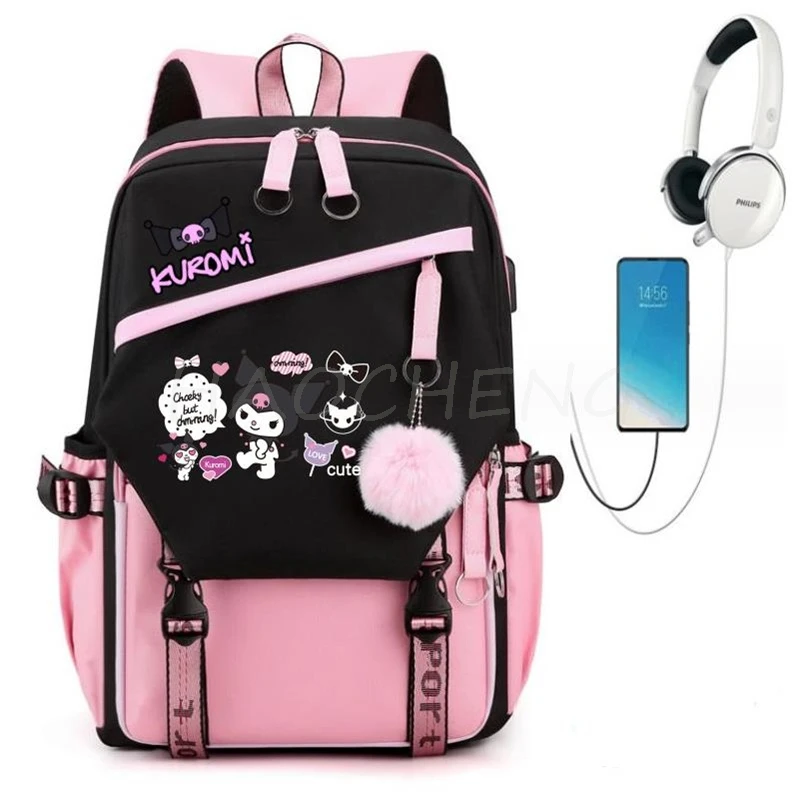 Hot Lovely Kuromi Melody Boys Girls School Book Bags Women Bagpack Teenagers Patchwork Canvas Men Laptop Travel Student Backpack