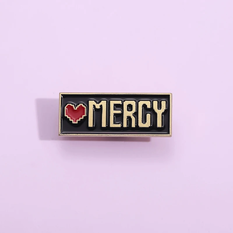 

Fight or Mercy Enamel Pins Red Heart Mercy Metal Brooches Lapel Badge Clothes Backpack Clothes Accessories Jewelry for Friends