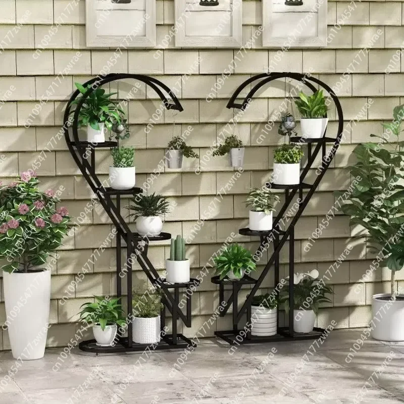 5-Tier Metal Plant Stand with Hanging Hook for Multiple Indoor Plants and Hanging Baskets Accessory