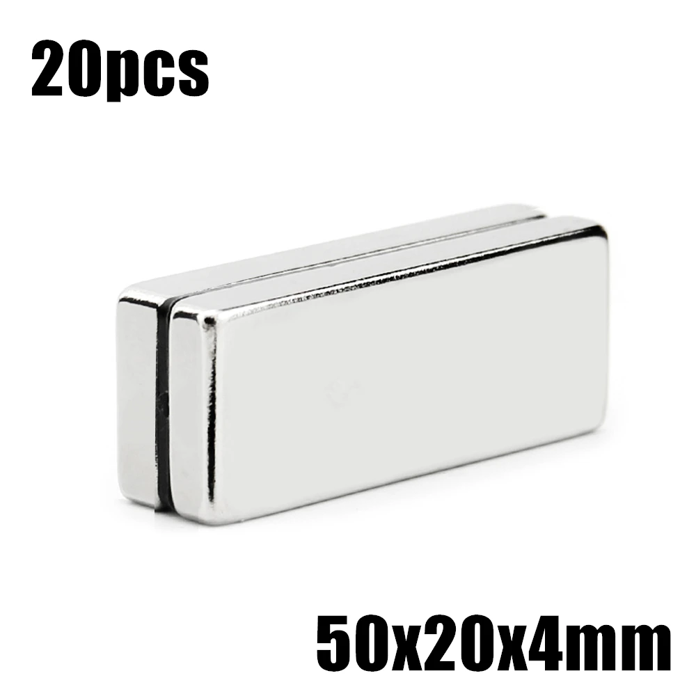 20pcs 50x20x4mm Super Powerful Strong Rare Earth Block NdFeB Magnet Neodymium N35 Magnets 50*20*4mm