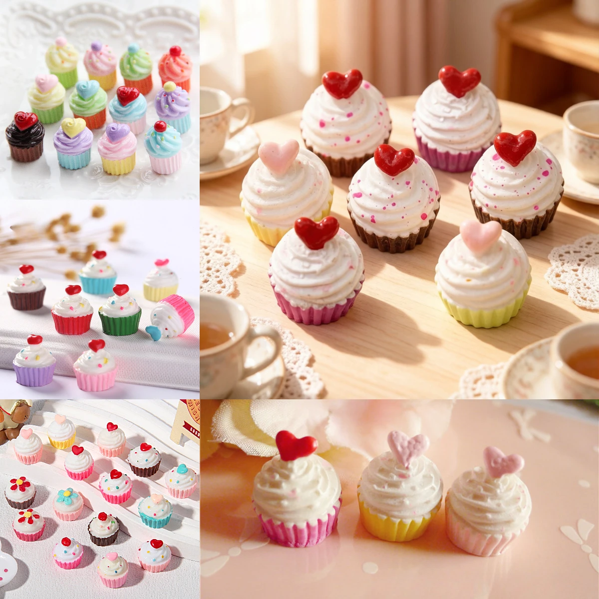 100pcs Kawaii Simulated Cake Food Play Desktop Ornament DIY Accessories for Keychain Doll House Kitchen Decor Miniature Craft