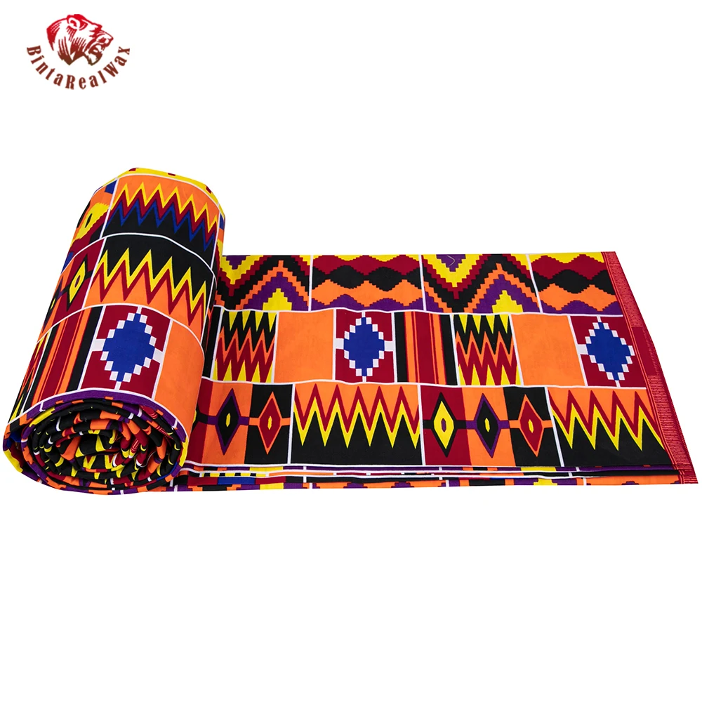 Bintarealwax nowa afryka tkanina bawełniana Kente Ankara sukienki moda nigeryjska tkaniny batikowe 3/6 jardów/partia materiał 24FS1053