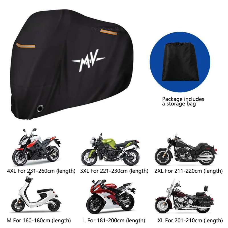 Juste de moto imperméable pour scooter extérieur, protection UV, housse de pluie anti-poussière pour MV Agusta 675 800 Brutale 800 1000 Turismo Veloce