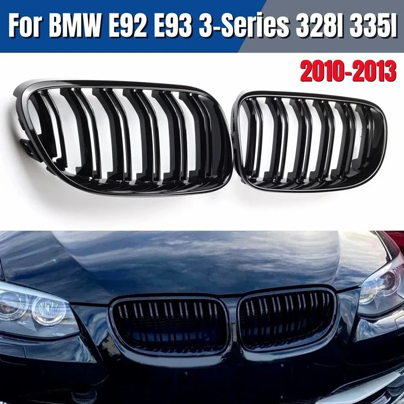 For BMW 3 Series E92 E93 M3 28I 335I 2010-2013 racing grille kidney shaped double line bright black car replacement parts
