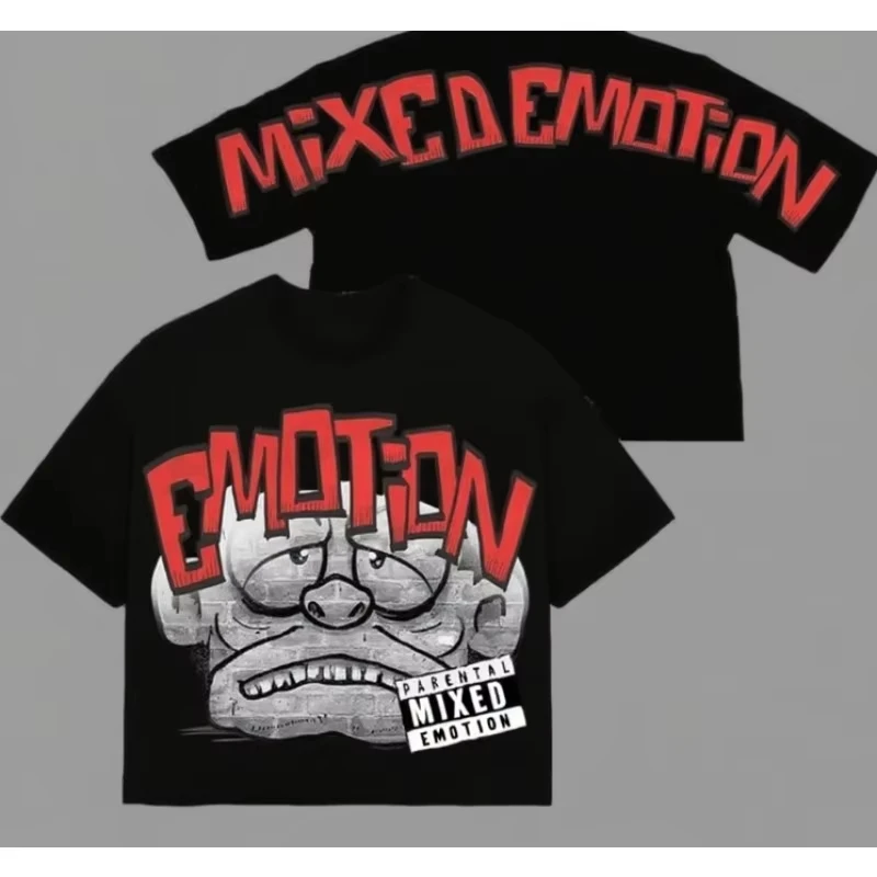 

Лето 2021, одежда в стиле ретро Y2K, свободная хлопковая футболка с короткими рукавами и классическим рисунком с принтом для мужчин и женщин 07261