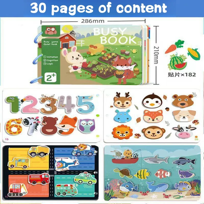 Tear Pull Paste Book Baby Quiet Cognition Early Education Velcro Kindergarten Children Hand Pull Toys 3 to 6 Years Old