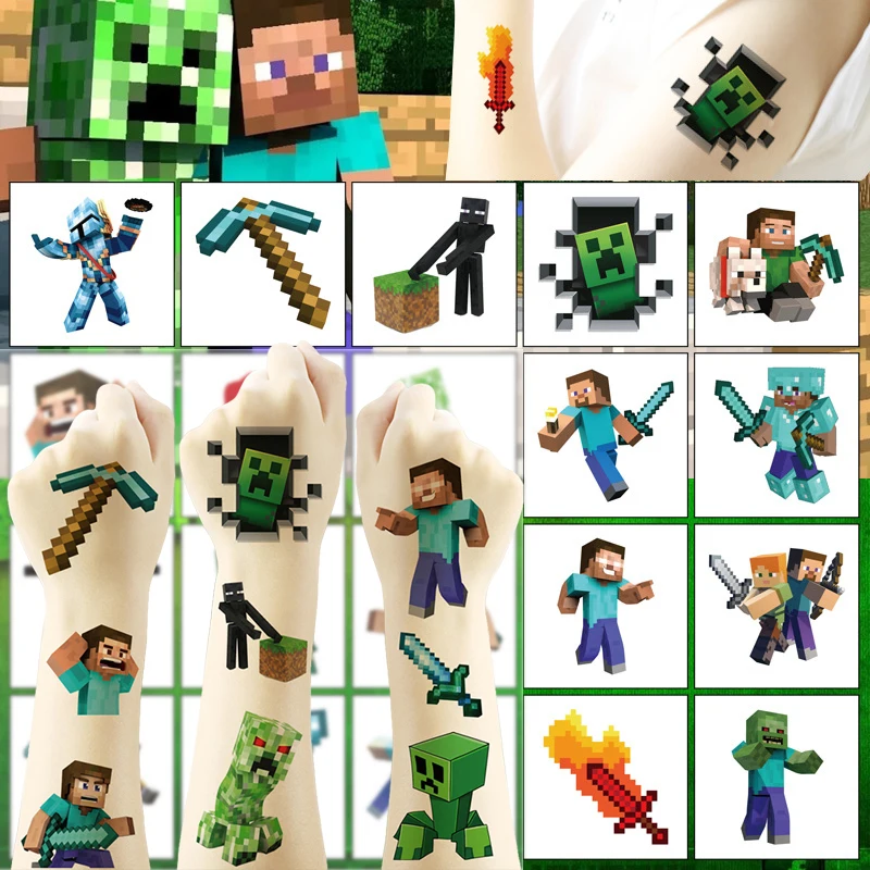 40 шт. Майнкрафт Стив Рука наклейка игрушка для детей аниме Pixel Creeper декоративные наклейки милая ручная наклейка товары для вечеринок подарок