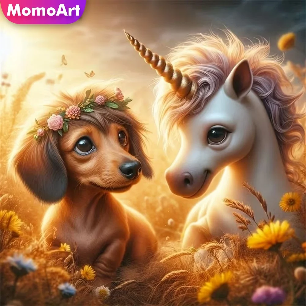 Momoart DIY Diamant-Stickerei Hunde-Gemälde Tier-Acryl-Bastelbedarf Diamant-Mosaik Pferd Neuerscheinung Wanddekoration