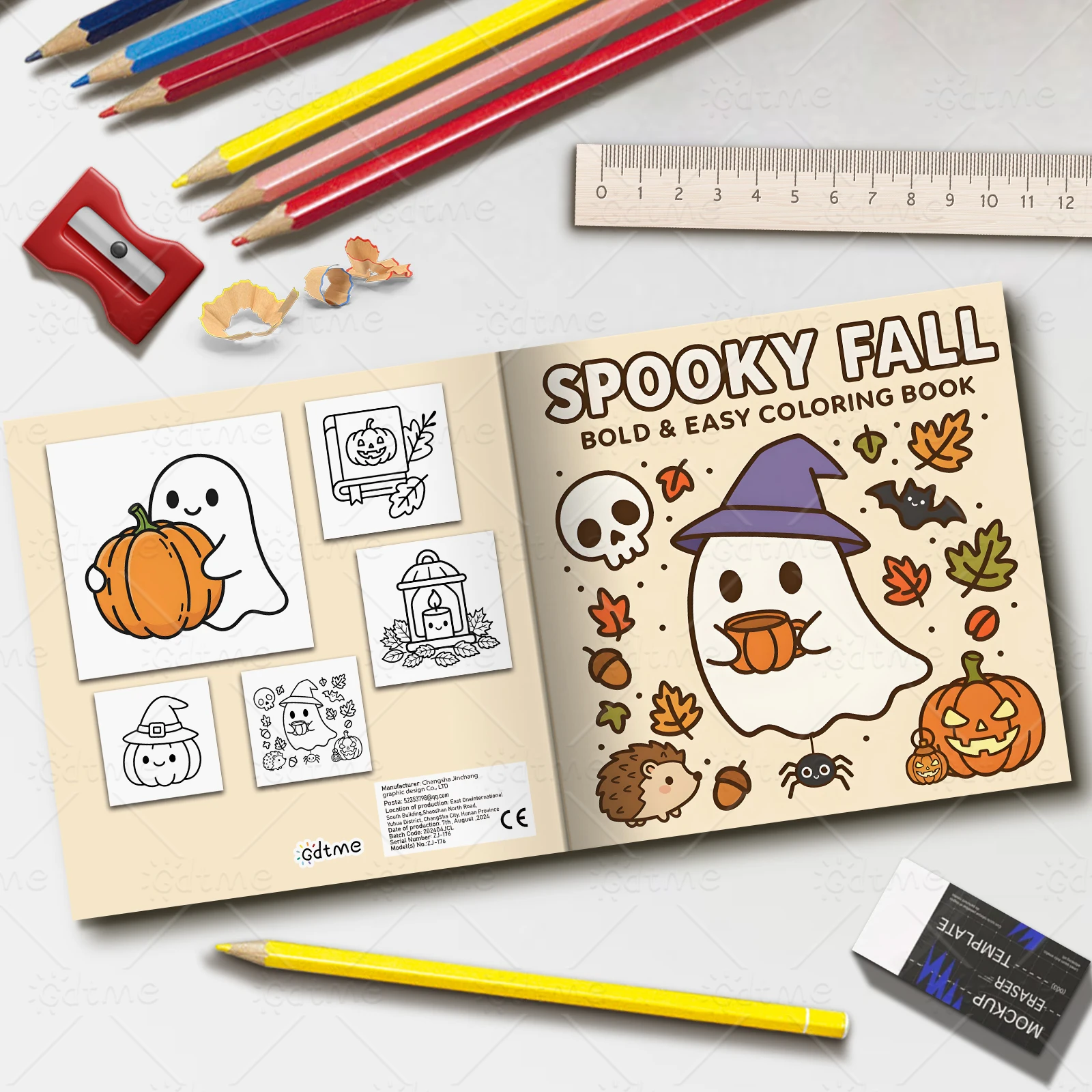 SPOOKY FALL Malbuch mit kräftigen, einfachen Mustern für Erwachsene, niedliches Zeichenbuch, perfektes Geschenk für Party und Geburtstag – Detail 2