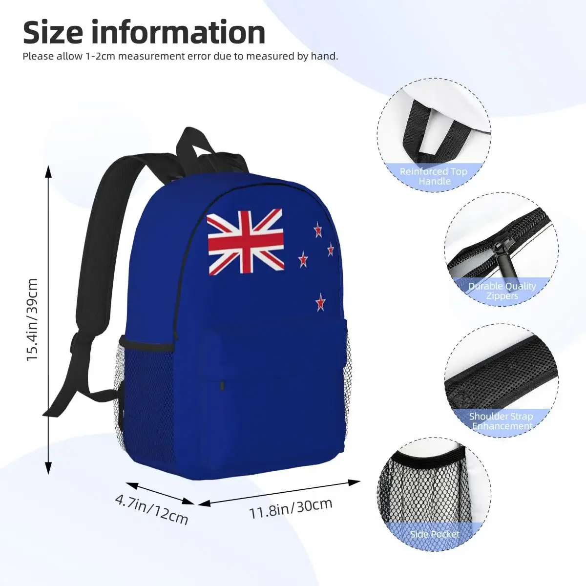 New Zealand Flag Wellington Backpacks Boys Girls Bookbag Casual Children School Bags Travel Rucksack Shoulder Bag Large Capacity