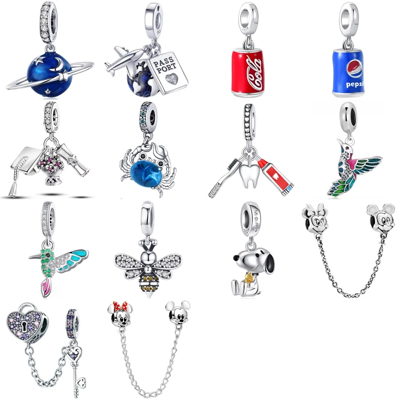 

The original 925 silver Disney-themed Mickey and Minnie hummingbirds charm is suitable for making DIY snake bone bracelets.