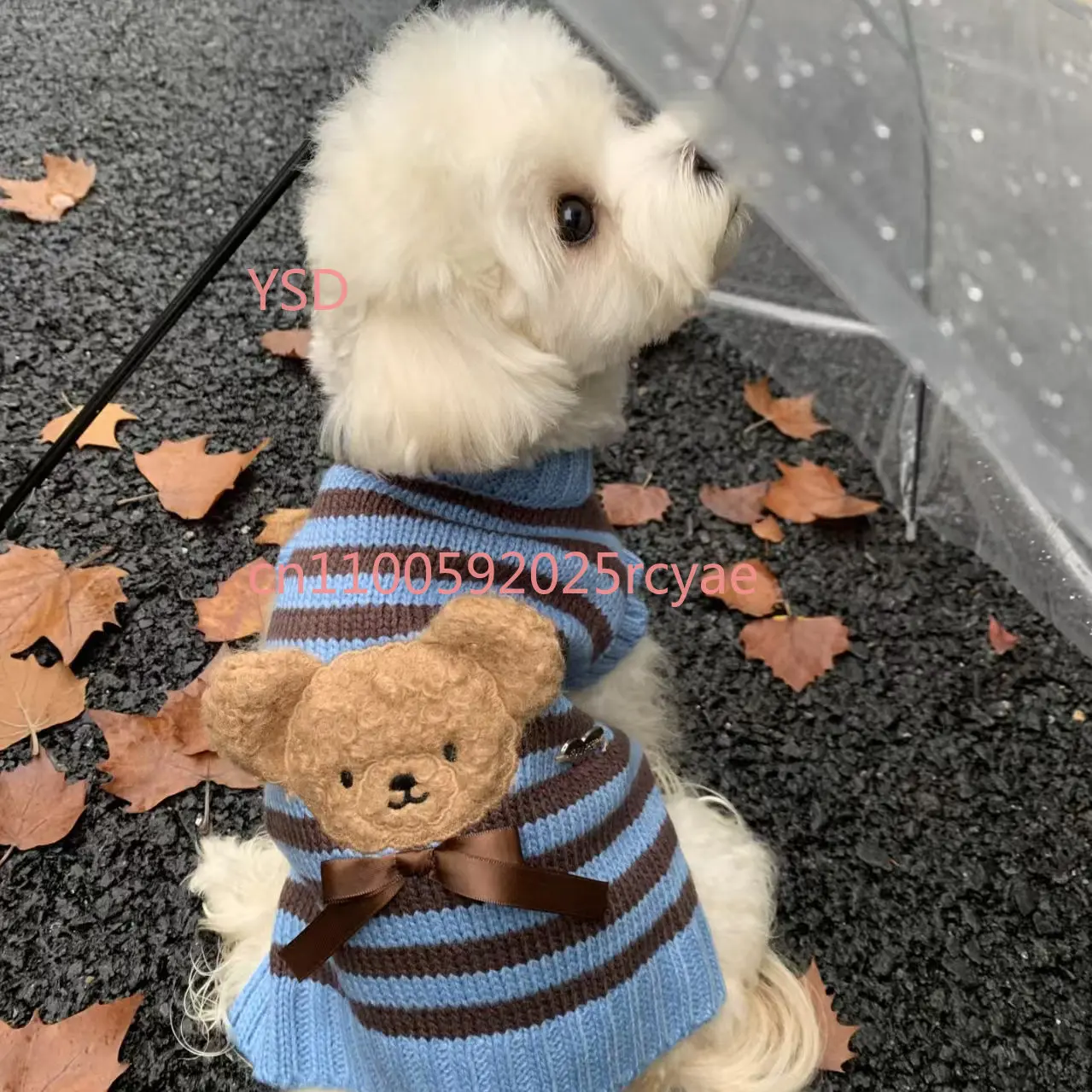 Pet cat dog sweater autumn and winter warm medium and small dog Yorkshire than the bear teddy super cute Internet celebrity