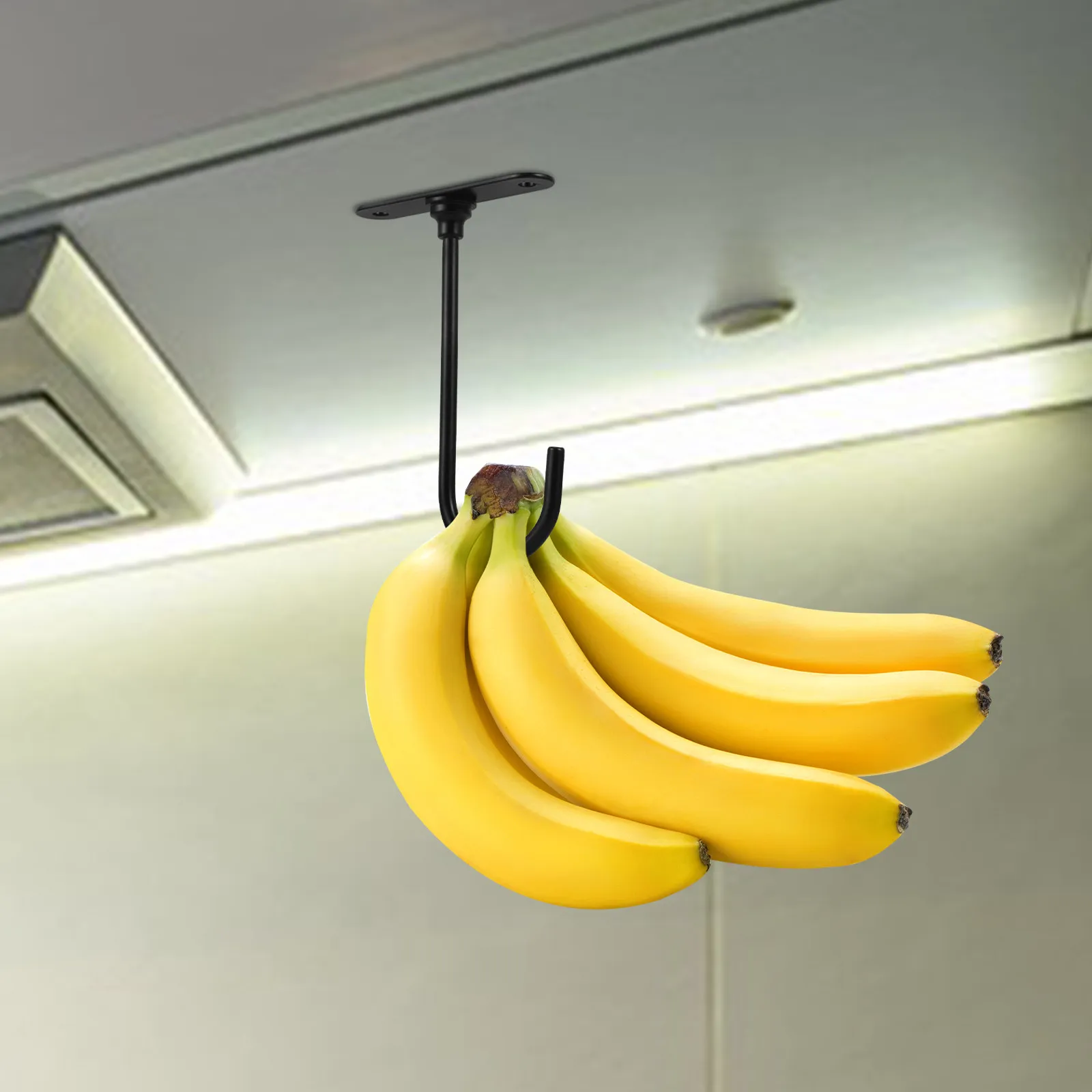 Metal Banana Hanger Under Cabinet Hook Rotating Design Kitchen Storage Holder Freshness Keeper Space Saving Fruit Hanger Rack view 3