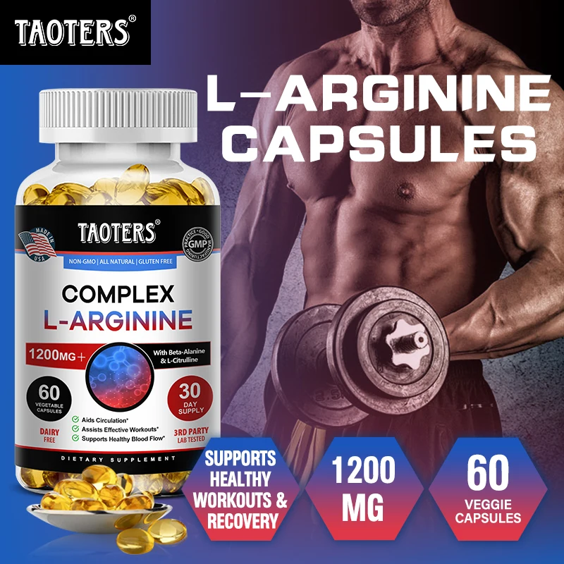 

Extra Strength L-Arginine - 1200 Mg, Amino Acid, Nitric Oxide Supplement To Promote Muscle Growth, Blood Flow and Energy