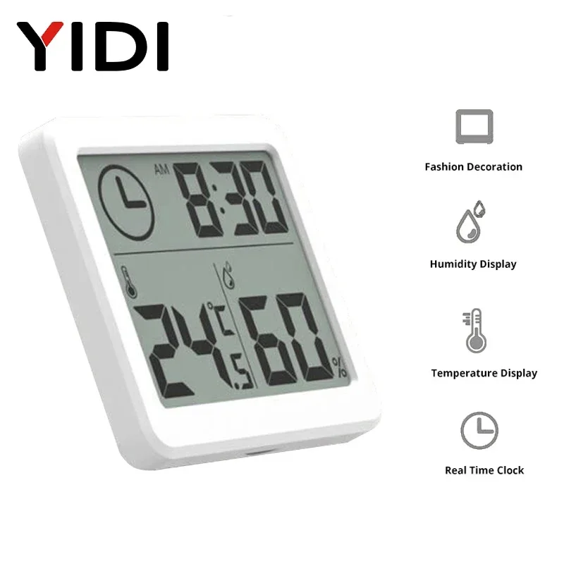 LCD Screen Multifunction Thermometer Hygrometer Automatic Electronic Temperature Humidity Monitor Clock 3.2inch Large