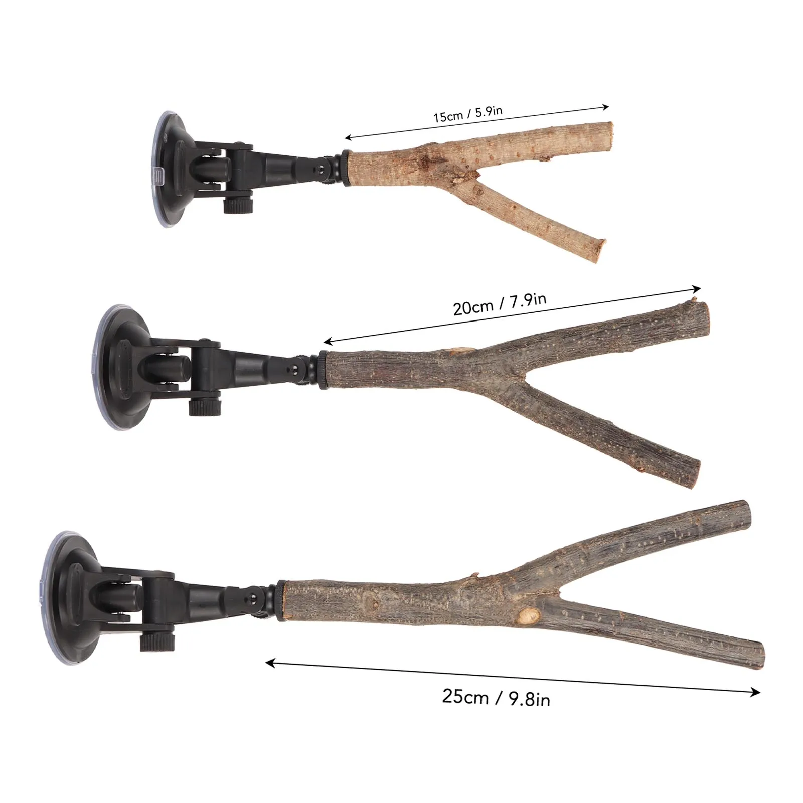 Bird Branch Perch Stand with Suction Cup Training Interactive Wooden Parrot Perch for Small Medium Bird 15cm 20cm 25cm Optional