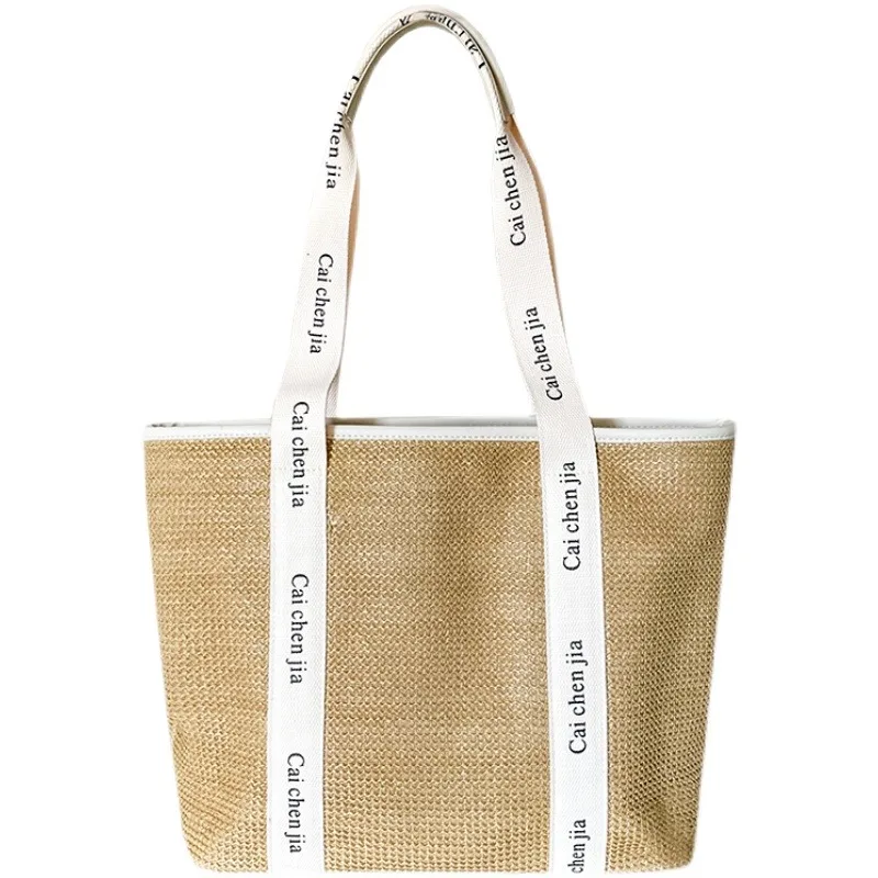 WUNICEF-Sac de plage pour femmes, fourre-tout de grande capacité, sac à bandoulière décoré monogramme, portefeuille initié, design de luxe, été