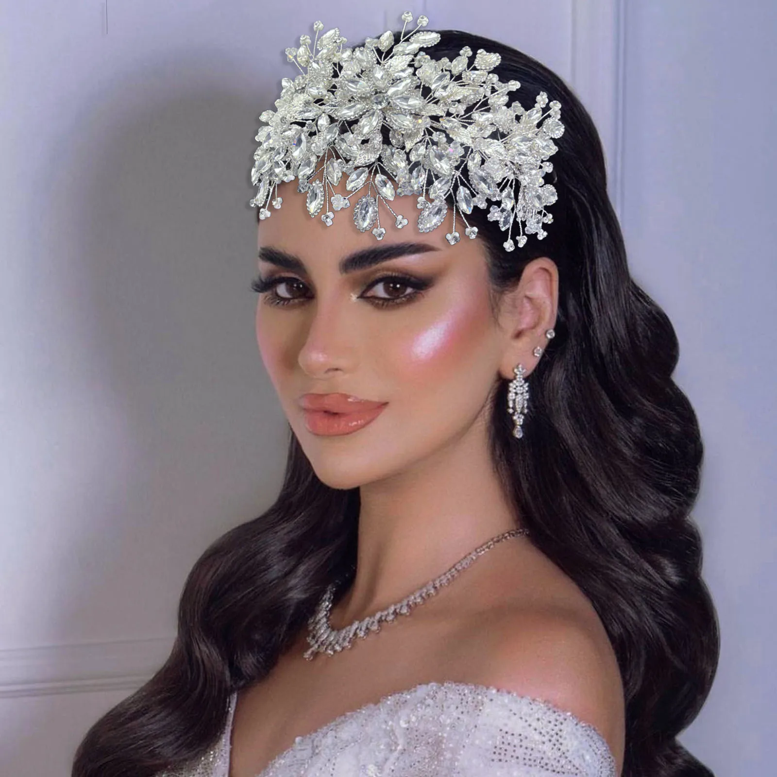 DZ274 Copricapo da sposa in argento per la sposa - Gioielli per capelli Fascia da sposa Tiara Foglia Fascia Corona Tiara Copricapo da sposa in argento