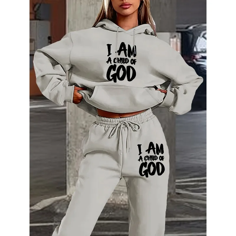 2025 신상 미니멀리스트 레터 3D 프린팅 여성 후드 스웨트셔츠 긴 바지 세트 모자 포함 긴 소매 홈 캐주얼 셔츠 세트