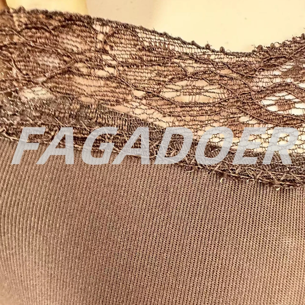 FAGADOER Summer Sexy Lace Patchwork Bodycon Rompers Women Solid Color Spaghetti Strap Bodysuit Jumpsuit Female Sportswear 2025