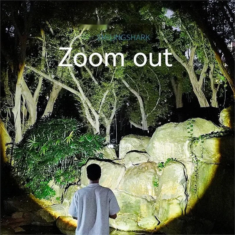 SMILING SHARK Outdoor LED Flashlight Strong Light Variable Focus with Floodlight Side Light Mini Flashlight Lamp High Brightness