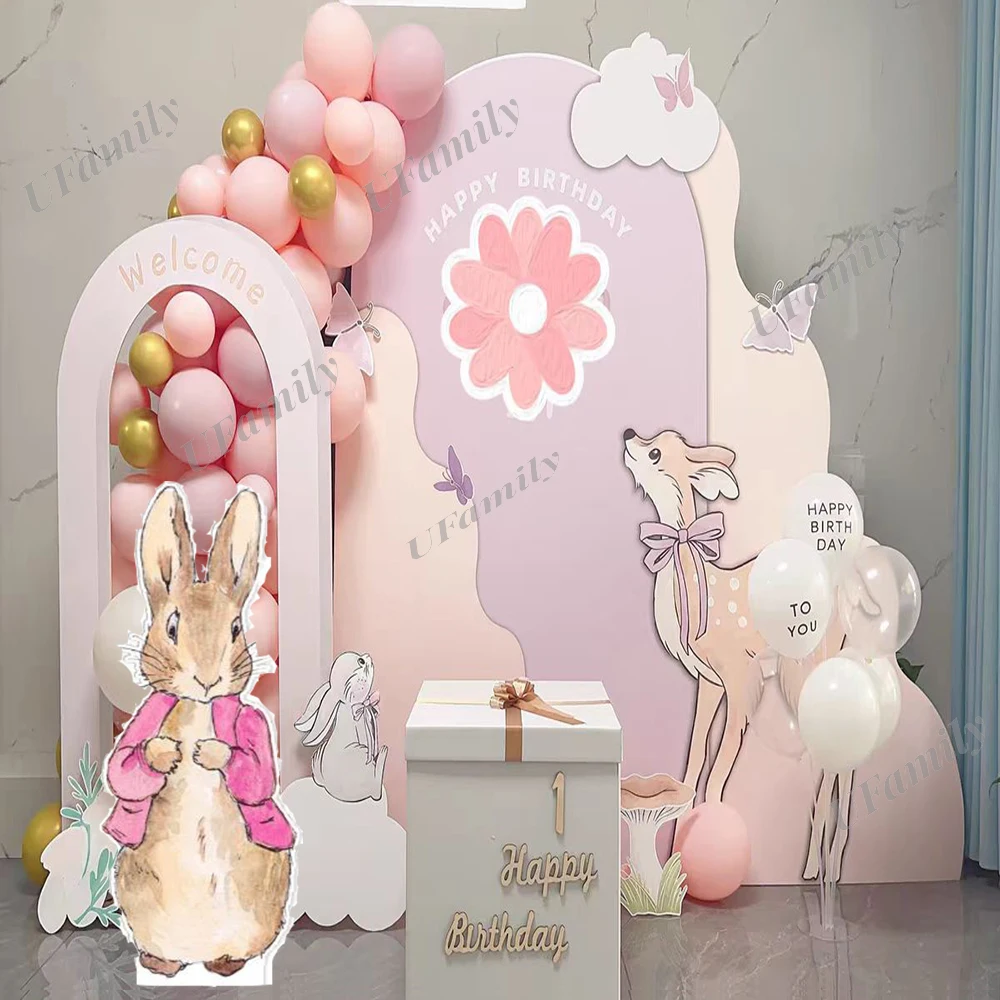 45/60/91cm Rabbit Party Cutouts  Pink Blue Rabbit Kt Board Baby Shower Birthday Paty Backdrops  Wedding Party Photo Props Decor