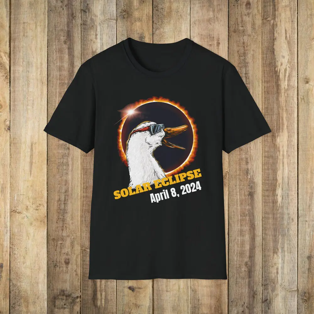 Solar Eclipse Duck Funny farm animal T-Shirt shirt  Tees High Quality 100%Cotton Short Sleeve