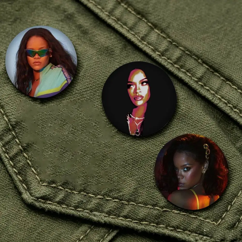 The Popular Singer R-Rihanna  25mm 32mm 44mm 58mm 75mm Brooches Badges Pins for Accessories Gift