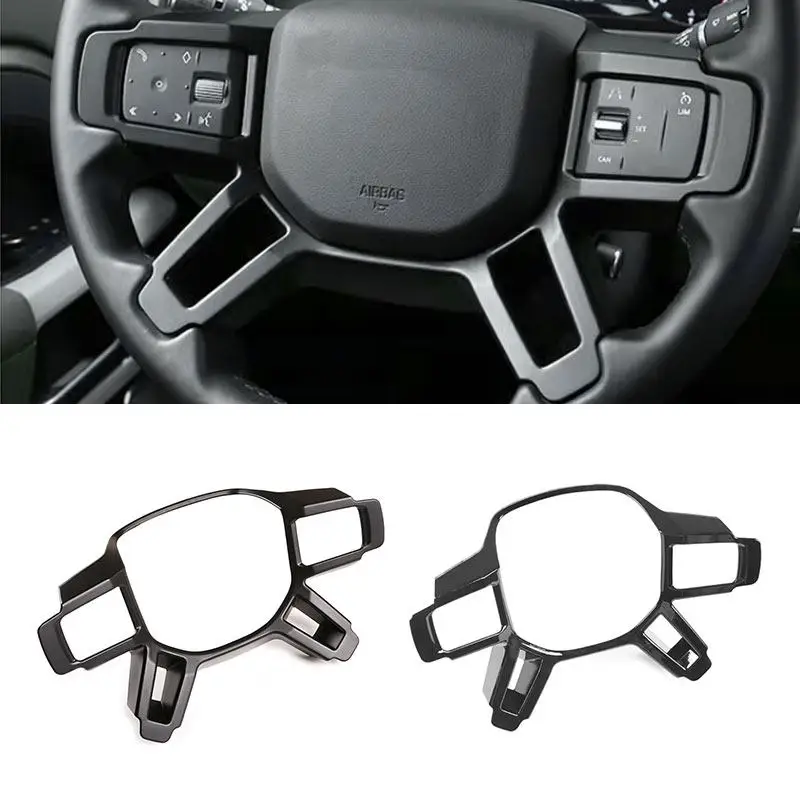 

For Land Rover Defender 90 110 2020 2021 2022 2023 ABS Car Accessories Steering Wheel Frame Cover Trim Sticker Glossy Black
