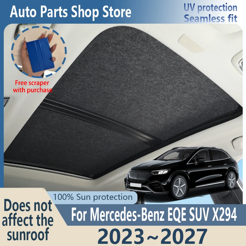 Protection For Mercedes-Benz EQE SUV 2023~2027 Electrostatic Adsorption Fabric Panoramic Sunroof Insulation Roof Visor Anti-UV