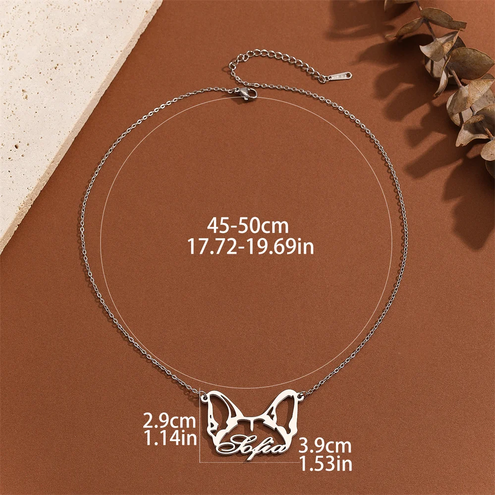 QIMING German Shepherd Custom Dog Ears Name Necklace For Women Men Stainless Steel Jewelry Pet Lover Gift