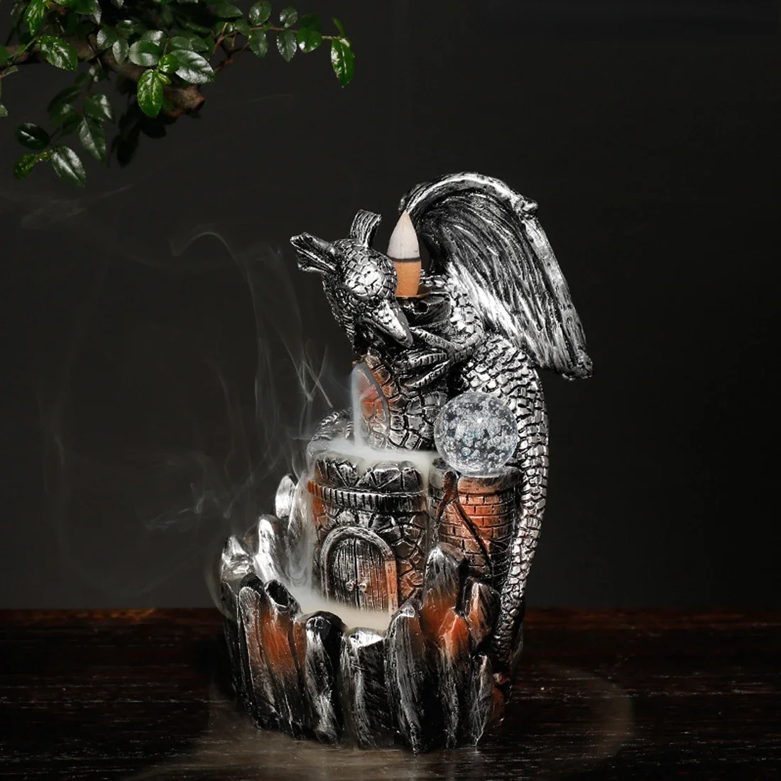 Resin backflow incense burner European style pterodactyl LED lamp reflux smoke aroma diffuser craft decoration/Vaporizer