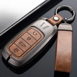 합금 가죽 스마트 자동차 키 포브 커버 케이스, 쉘 체인, Chery Omoda 5 Tiggo 7 8 9 Plus Pro Arrizo 6 8 원격 거치대 보호대