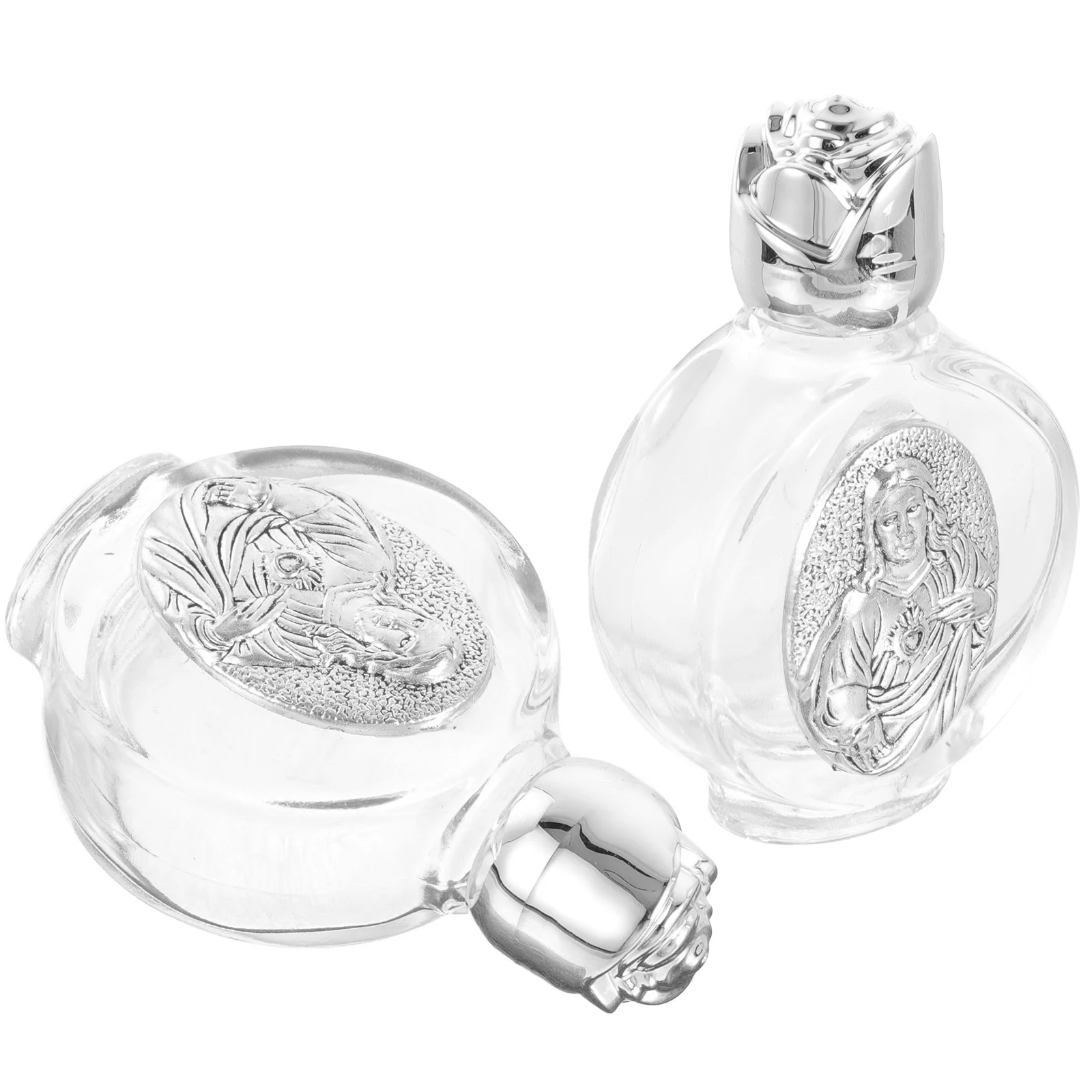 

2Pcs Mini Glass Holy Water Container Leakproof Secure Cover Tiny Bottle for Church Ceremony Wedding Keepsake Holy Water Flask