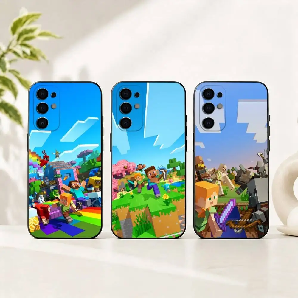 Capa de Telefone do Jogo M-Minecraft-t para Samsung S25, S24, S21, S22, S23, S30, Ultra, S20, Plus, Fe, Lite, Note, 10, Capa Preta