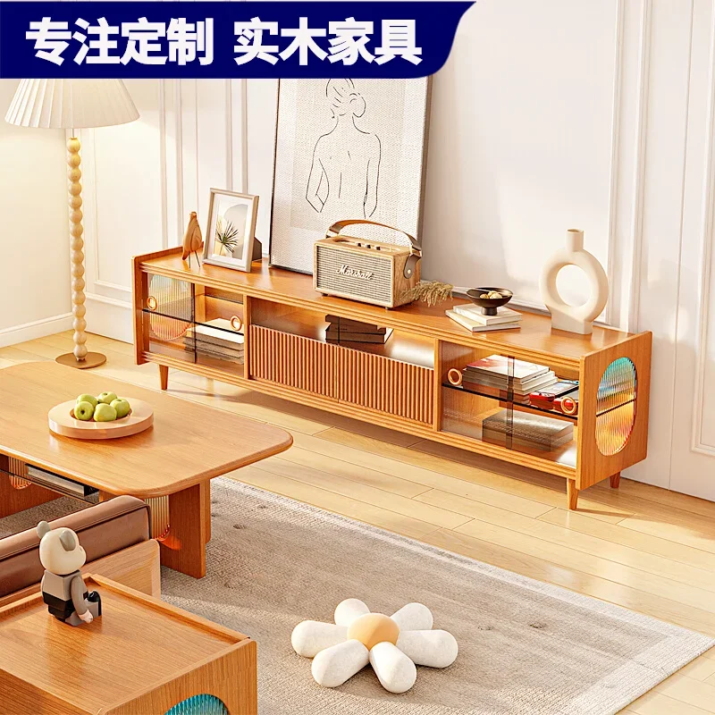 Xl Cherrywood TV Cabinet and Tea Table Combination Small Glass TV Stand Whole House Furniture