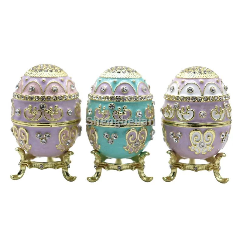 

Faberge Egg Style Hand Painted Enameled Trinket Box Russia Easter Egg small egg Decorative Home Decoration Gift For Family