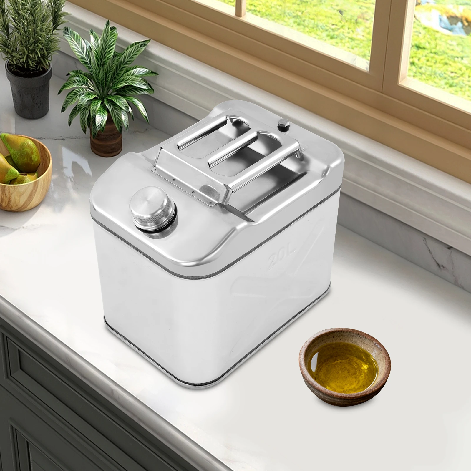 

20л 304 Нержавеющая сталь Металлическая банка для воды Портативная металлическая банка для кемпинга с предохранительным клапаном для воды, масла, топлива, серебро