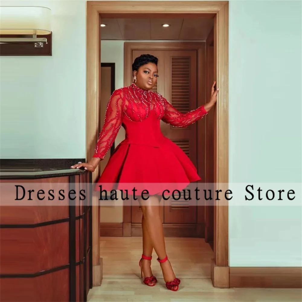 Stunning New Arrival Red Prom Gown 2024 With Two Gloves Off Shoulder Birthday Party Cocktail Dresses Robe De Bal Custom-Made