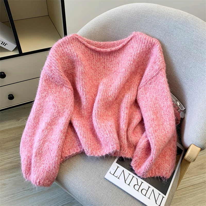 Streetwear Cropped Sweater Winter Casual Jumpers New Women Fashion Long Sleeve Knitted Pullovers O Neck Knitwears