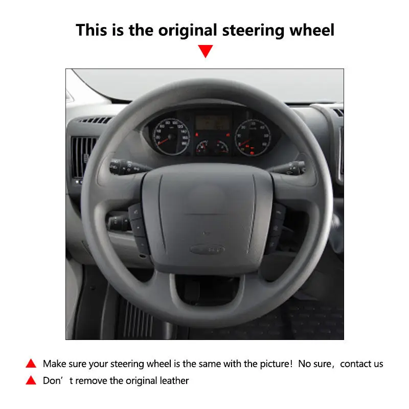 Hand Stitched Perforated Leather Steering Wheel Cover For Peugeot Boxer Citroen Jumper Fiat Ducato 2006-2019 Ram ProMaster 2020