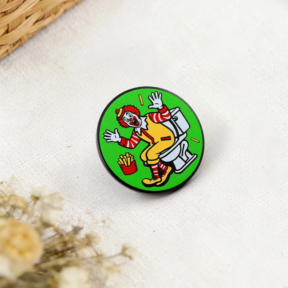 Lustige Fast-Food-Clown-Toiletten-Emaille-Brosche, Humorvolle und Parodiehafte Cartoon-Fast-Food-Abzeichen, Rucksäcke, Hüte, Accessoires, Neuartige Geschenke – Detail 10