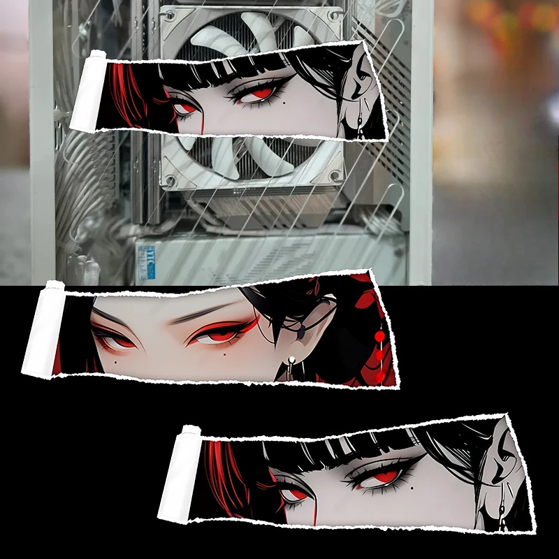 

1 Set Ancient Style Anime Peeking Eye Stickers, JDM Waterproof Sun-Resistant Vinyl Decals, for Motorcycle Fuel Tank & Helmet