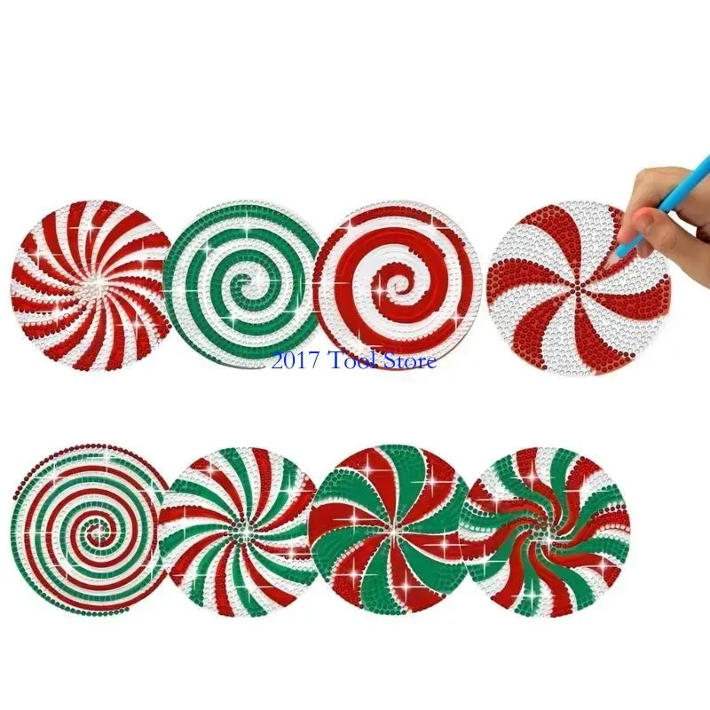 K92A 8 قطع DIY عيد الميلاد Diamond Diamond الوقايات مع حامل للمبتدئين