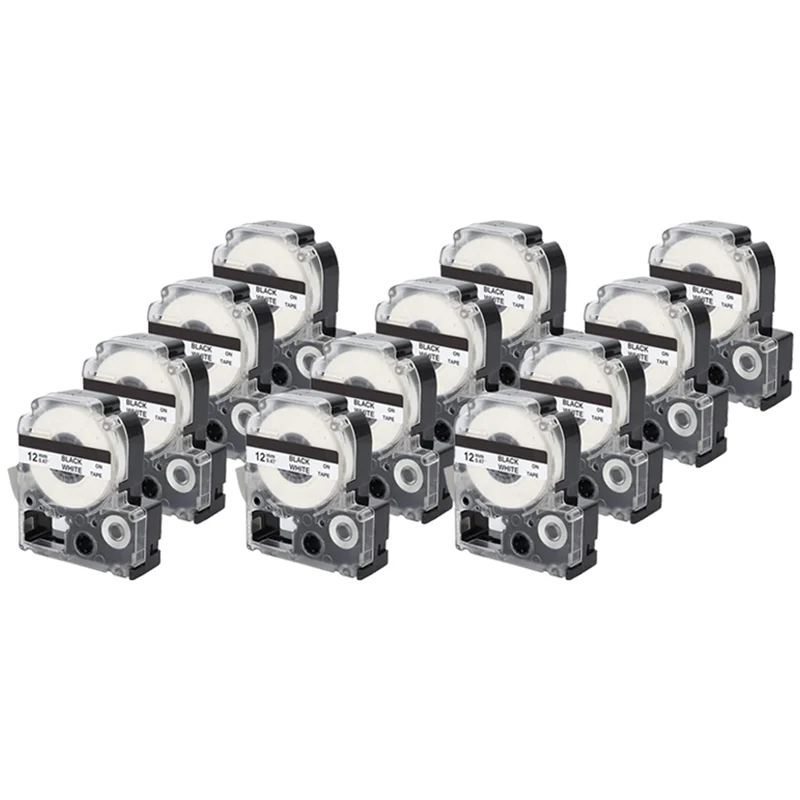 

12 Pack Compatible Label Tape Replacement For Epson LK-4WBN (SS12KW) Label Tape Cartridges Black On White Tape-B51B