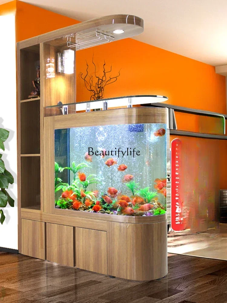 Living Room Entrance Hallway Home Screen Bottom Filter Ecological Aquarium with Fish Tank Glass