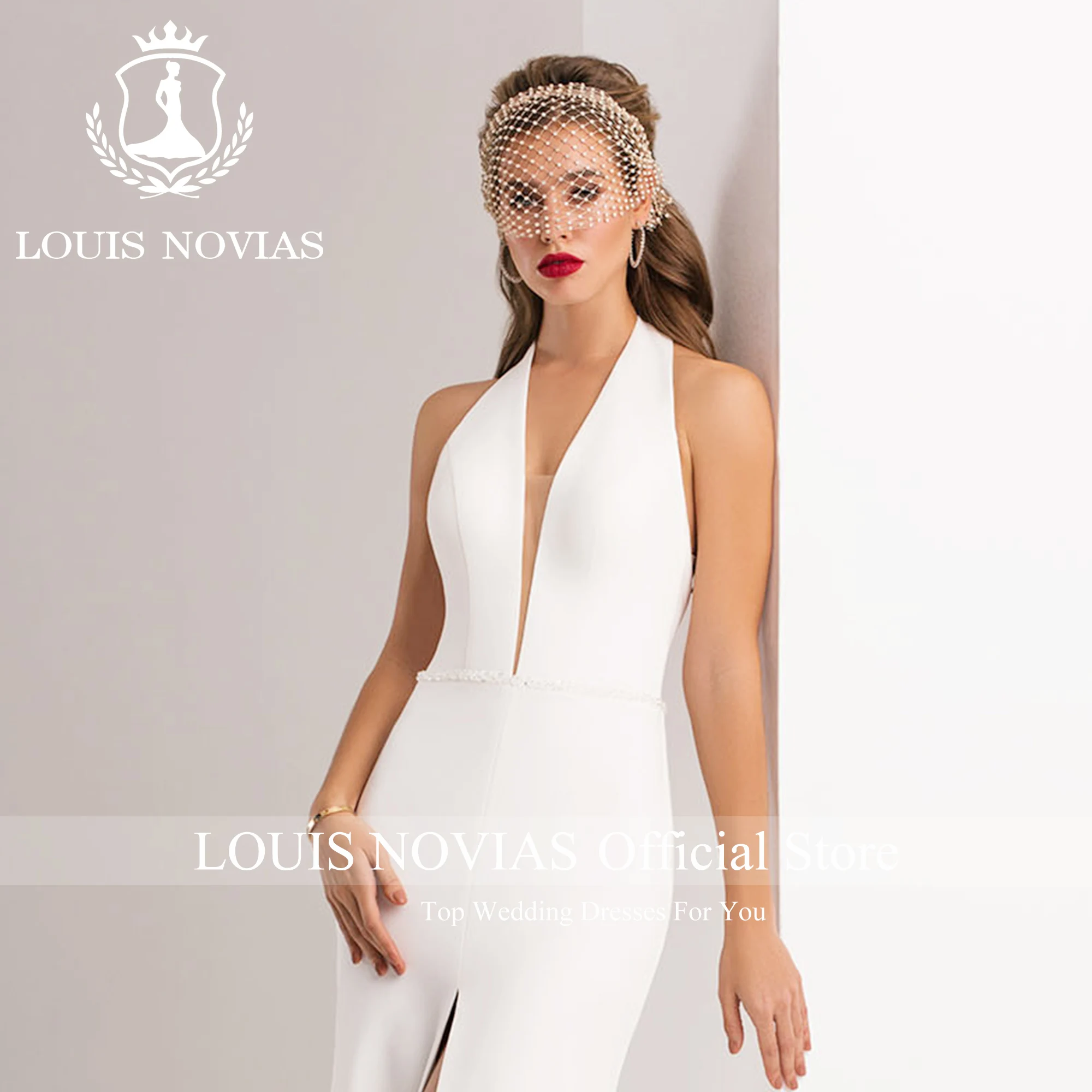 Louis novias ชุดแต่งงานนางเงือกพร้อมแจ็กเก็ตเซ็กซี่คอวีลึกถึงต้นขาแยกแปรงรถไฟทรัมเปตชุดเจ้าสาว Vestidos de Novia