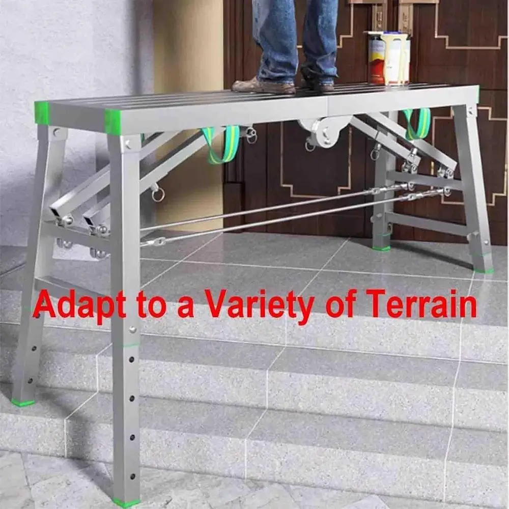 Folding Steel Work Platform, Adjustable, 800 lbs Capacity, 140x40
